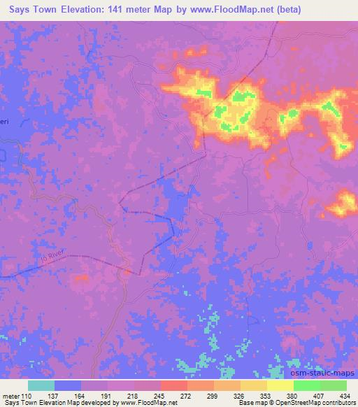 Says Town,Liberia Elevation Map