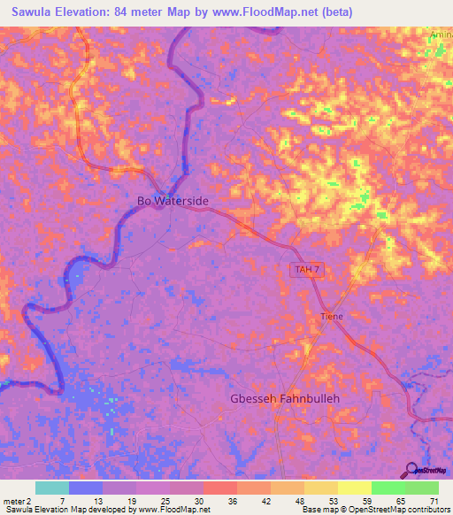 Sawula,Liberia Elevation Map