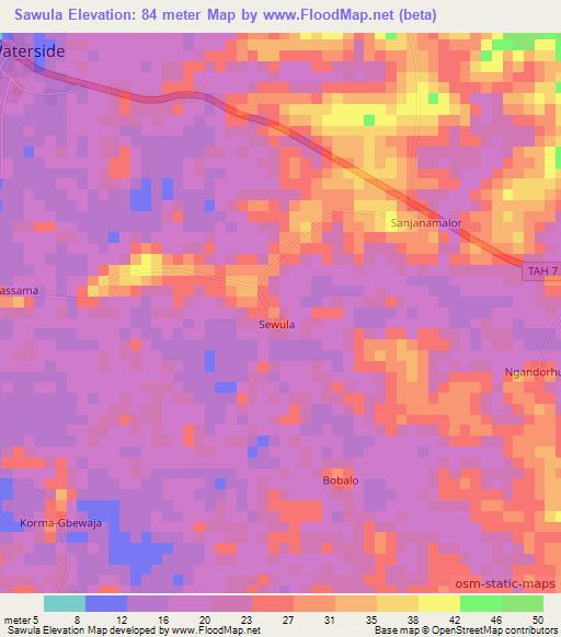 Sawula,Liberia Elevation Map