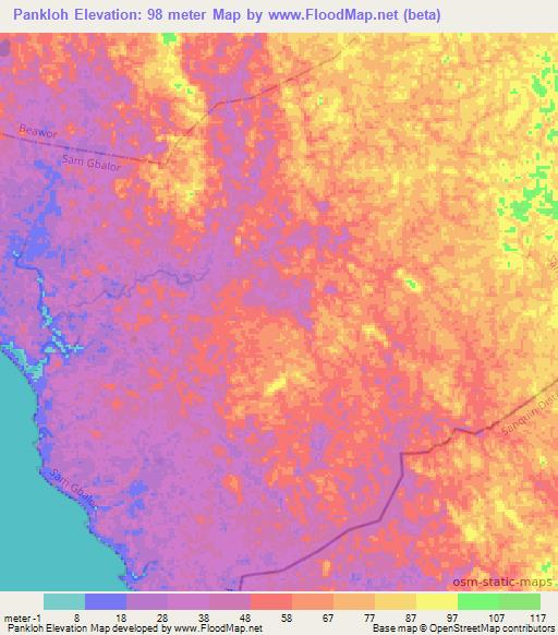Pankloh,Liberia Elevation Map