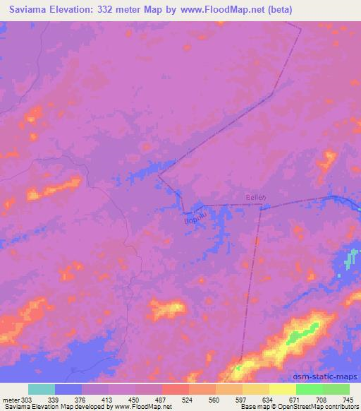 Saviama,Liberia Elevation Map