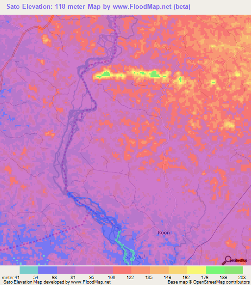 Sato,Liberia Elevation Map