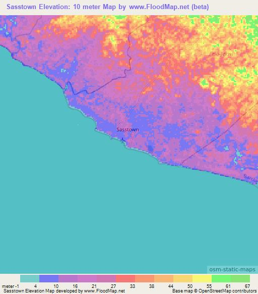 Sasstown,Liberia Elevation Map