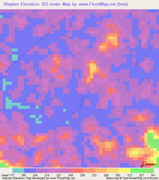 Klayken,Liberia Elevation Map