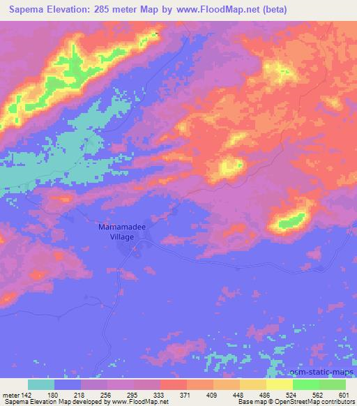 Sapema,Liberia Elevation Map
