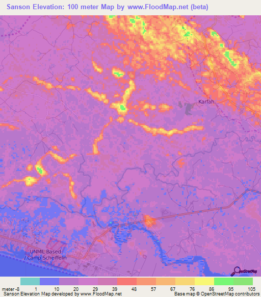 Sanson,Liberia Elevation Map