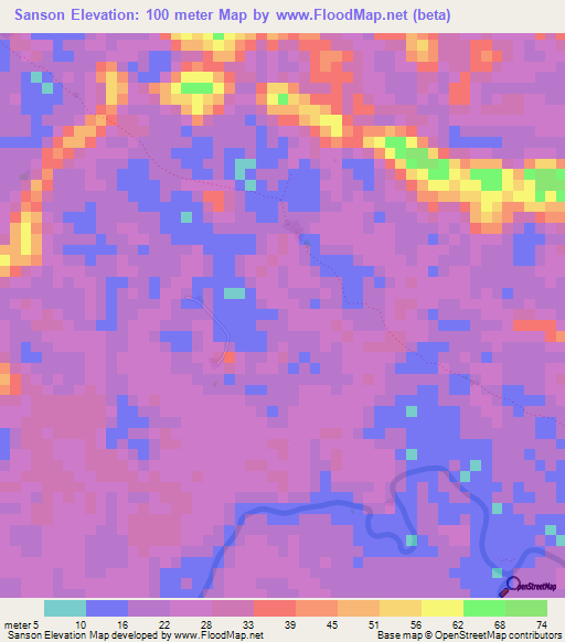 Sanson,Liberia Elevation Map