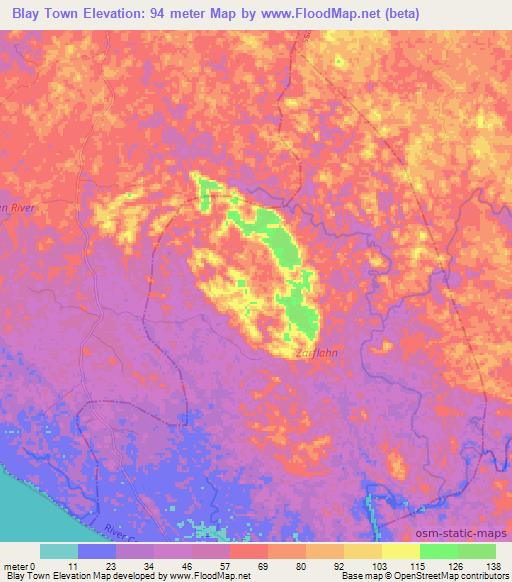 Blay Town,Liberia Elevation Map
