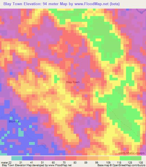Blay Town,Liberia Elevation Map