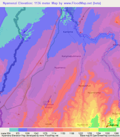 Nyamenzi,Uganda Elevation Map