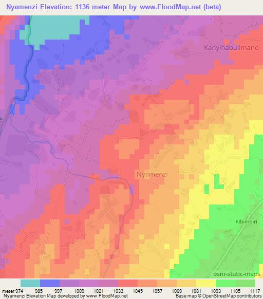 Nyamenzi,Uganda Elevation Map