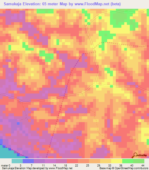 Samukaja,Liberia Elevation Map
