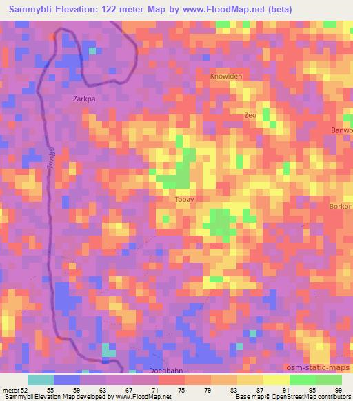 Sammybli,Liberia Elevation Map