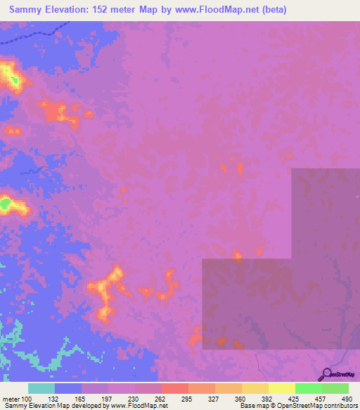 Sammy,Liberia Elevation Map