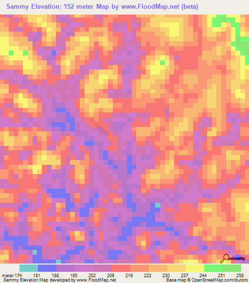 Sammy,Liberia Elevation Map