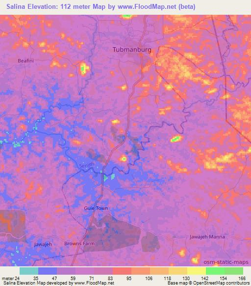 Salina,Liberia Elevation Map