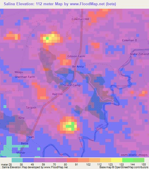 Salina,Liberia Elevation Map