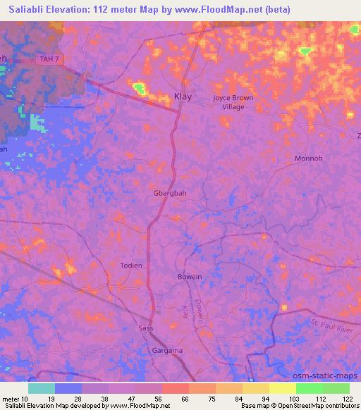 Saliabli,Liberia Elevation Map