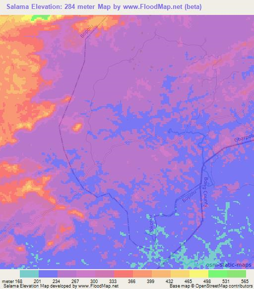 Salama,Liberia Elevation Map