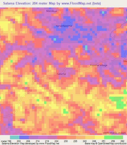 Salama,Liberia Elevation Map