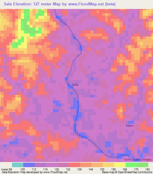 Sala,Liberia Elevation Map