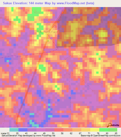 Sakue,Liberia Elevation Map