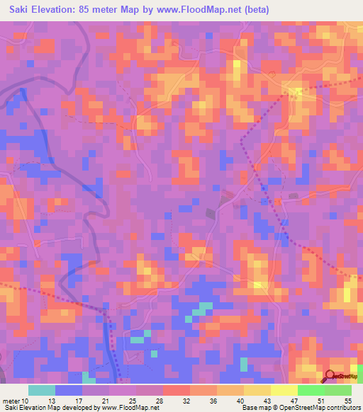 Saki,Liberia Elevation Map