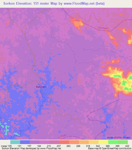 Sorkon,Liberia Elevation Map