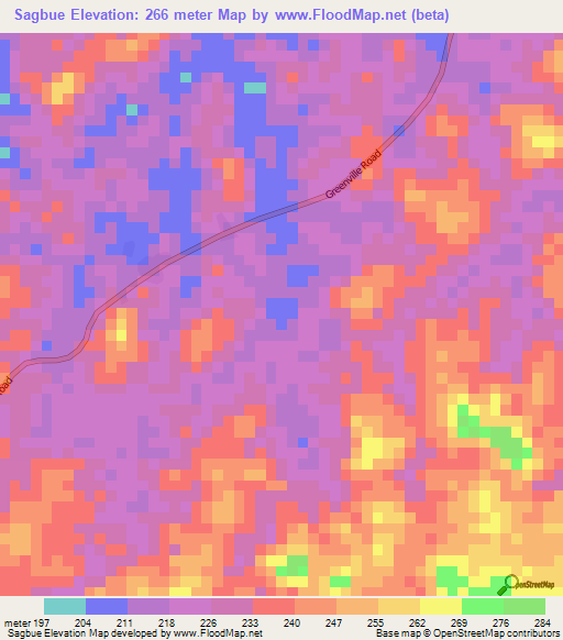 Sagbue,Liberia Elevation Map