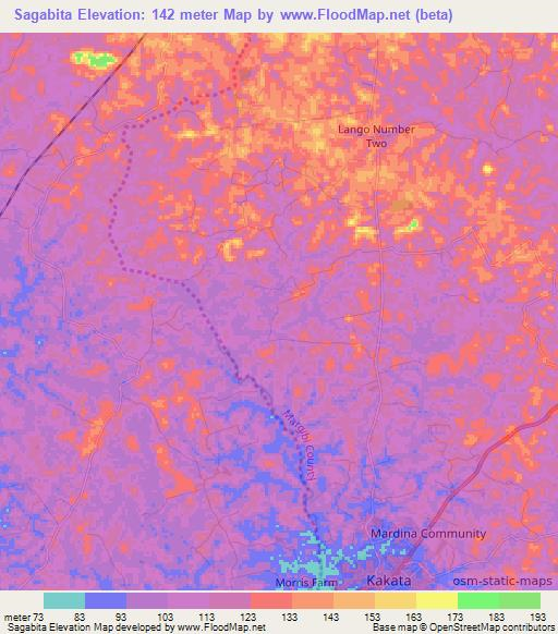 Sagabita,Liberia Elevation Map
