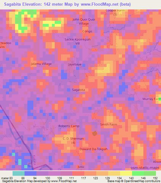 Sagabita,Liberia Elevation Map