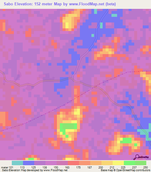 Sabo,Liberia Elevation Map