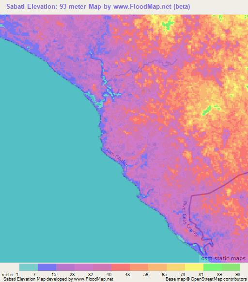 Sabati,Liberia Elevation Map