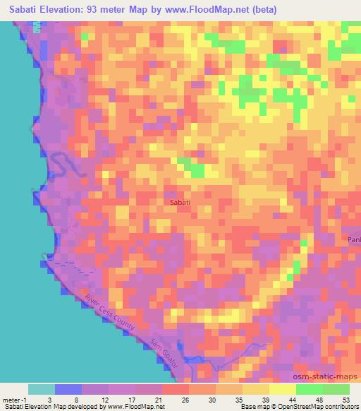 Sabati,Liberia Elevation Map