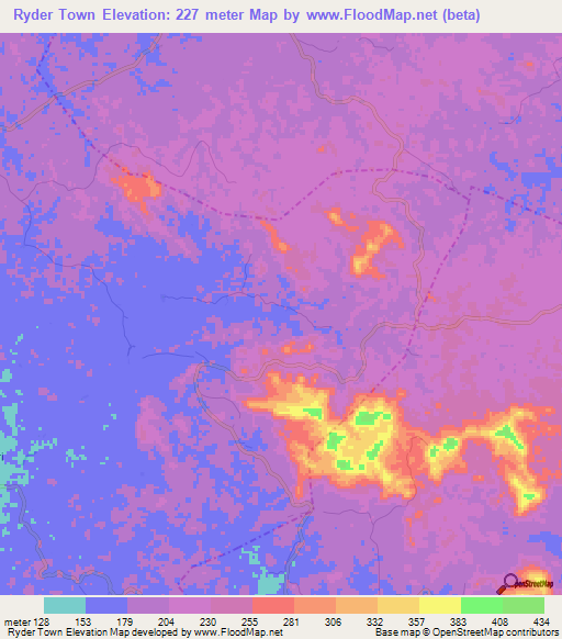 Ryder Town,Liberia Elevation Map