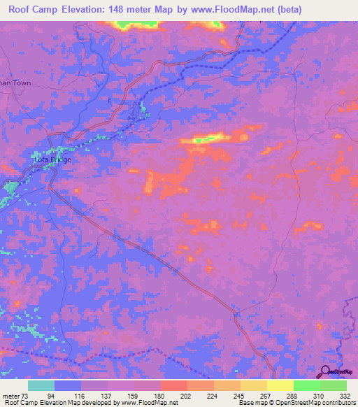 Roof Camp,Liberia Elevation Map