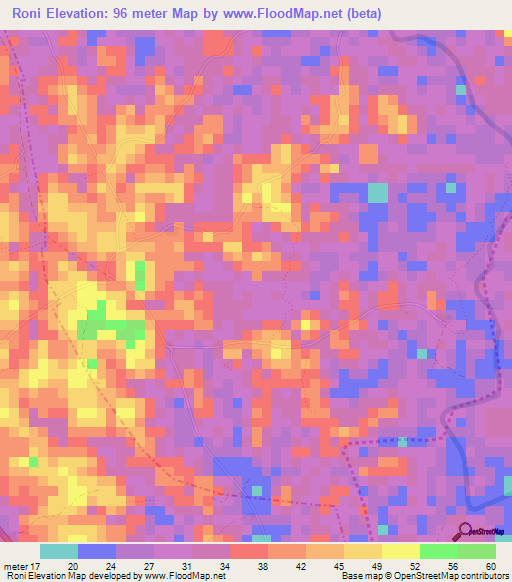 Roni,Liberia Elevation Map