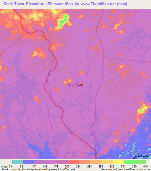 Rock Town,Liberia Elevation Map