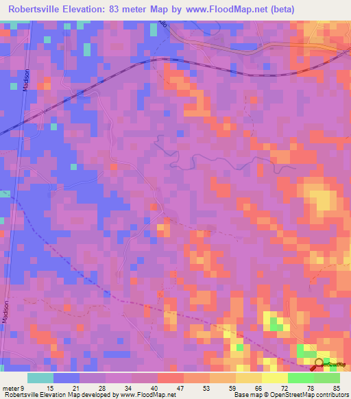 Robertsville,Liberia Elevation Map