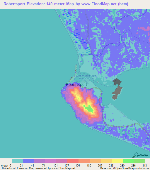 Robertsport,Liberia Elevation Map