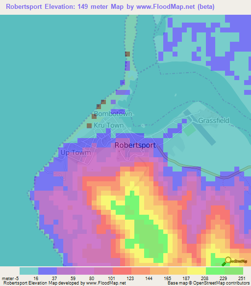 Robertsport,Liberia Elevation Map