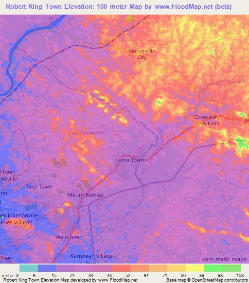 Robert King Town,Liberia Elevation Map