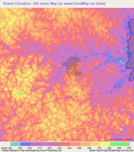 Robert,Liberia Elevation Map