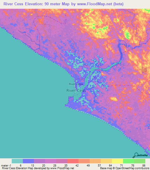 River Cess,Liberia Elevation Map