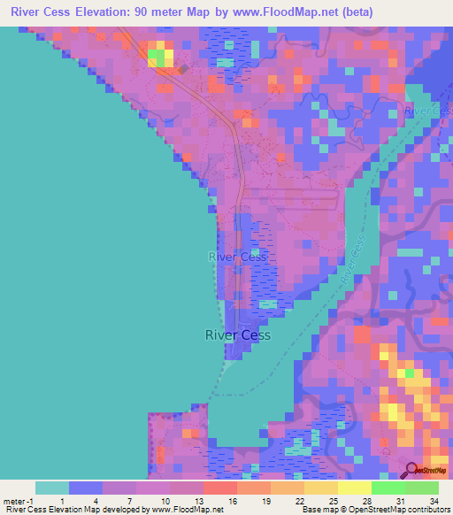 River Cess,Liberia Elevation Map