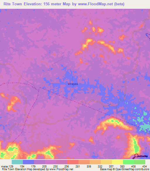 Rite Town,Liberia Elevation Map