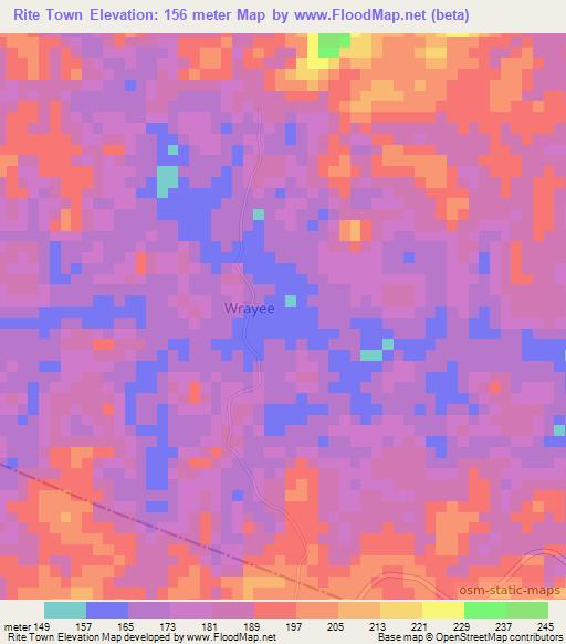 Rite Town,Liberia Elevation Map