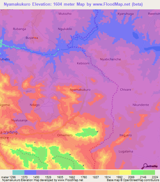 Nyamakukuro,Uganda Elevation Map