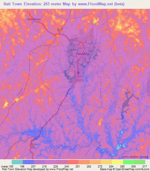 Rati Town,Liberia Elevation Map