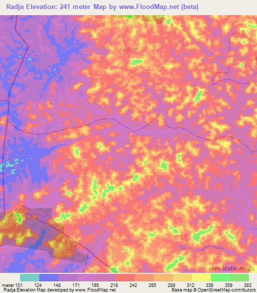 Radja,Liberia Elevation Map